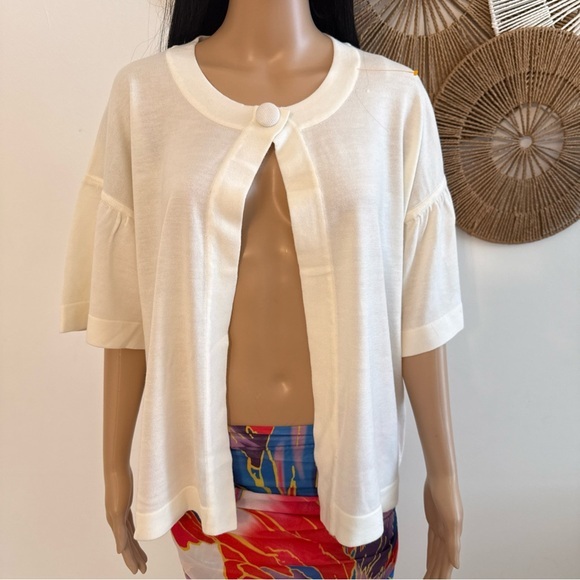 Women's Cream Short Sleeve Cardigan - Picture 1 of 11